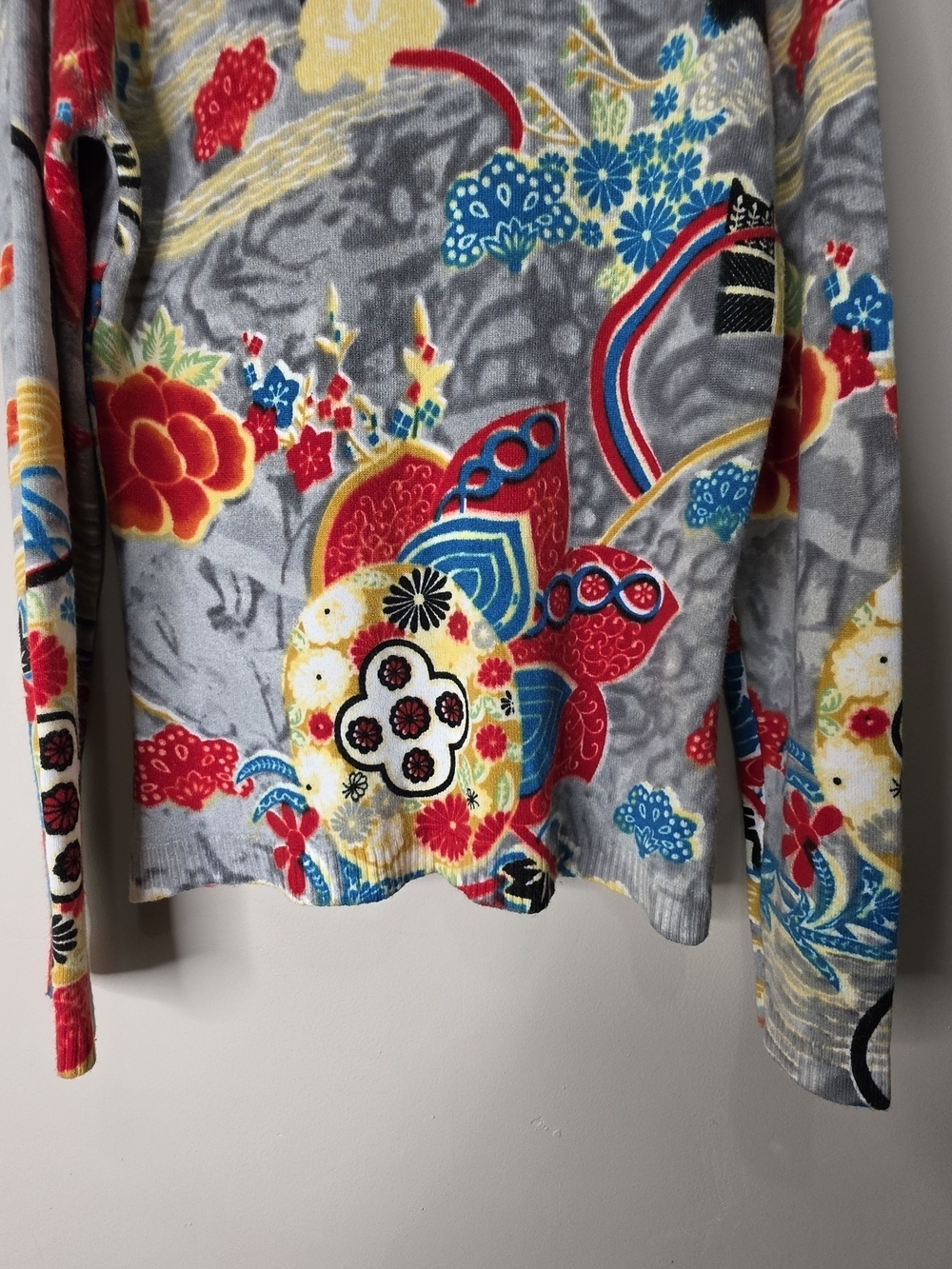 Custo Barcelona Vintage Zip Sweater Beaded Graphic Rare Wool Size M - Picture 14 of 16